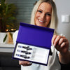 Frau mit Diamond Smile Lila Farbkorrektur Zahnaufhellung Gel